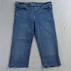 Express‎ Slim Straight Fits 18 Cropped Raw Hem Light Stretch Denim Womens Jeans